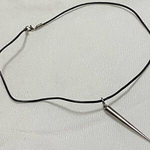 Black Cord Necklace with Silver Pendant